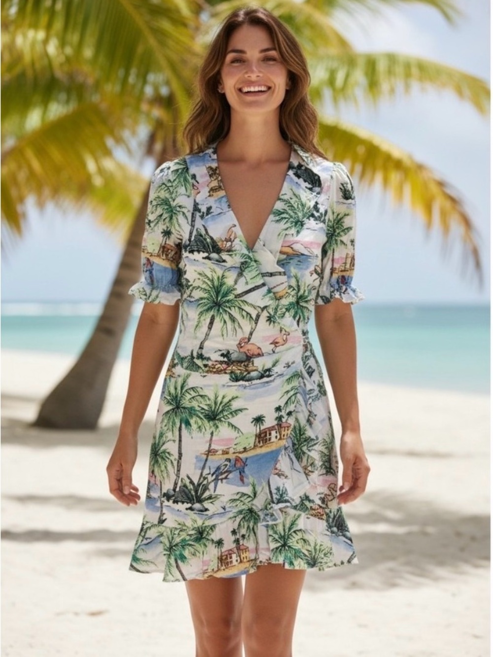 Zara tropical print dress 🌴